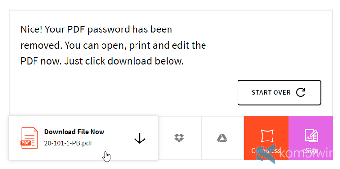 menghapus password permanen pdf