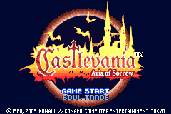 Castlevania Aria of Sorrow title screen logo game boy advance
