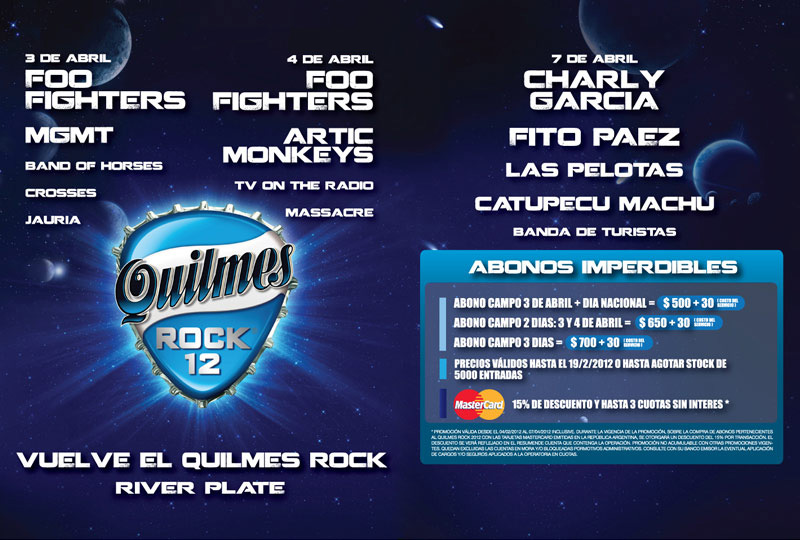 Todo en vivo y en directo Quilmes Rock 2012 en vivo online