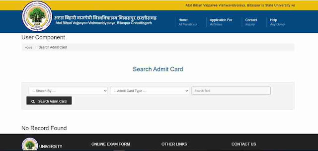 Atal Bihari University Admit Card 2021