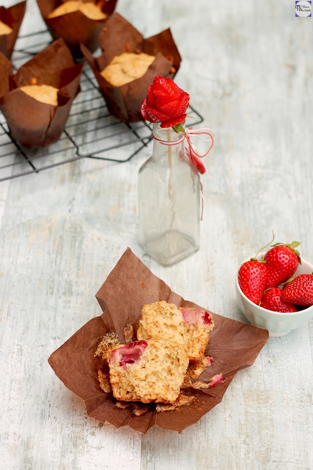 Muffins de fresa y plátano Ni Blanco Ni en Botella