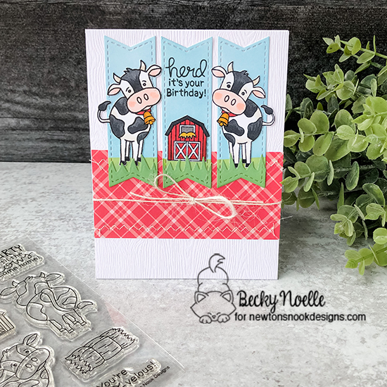 Herd it's your birthday by Becky features Moo, Land Borders, and Frames & Flags by Newton's Nook Designs; #newtonsnook