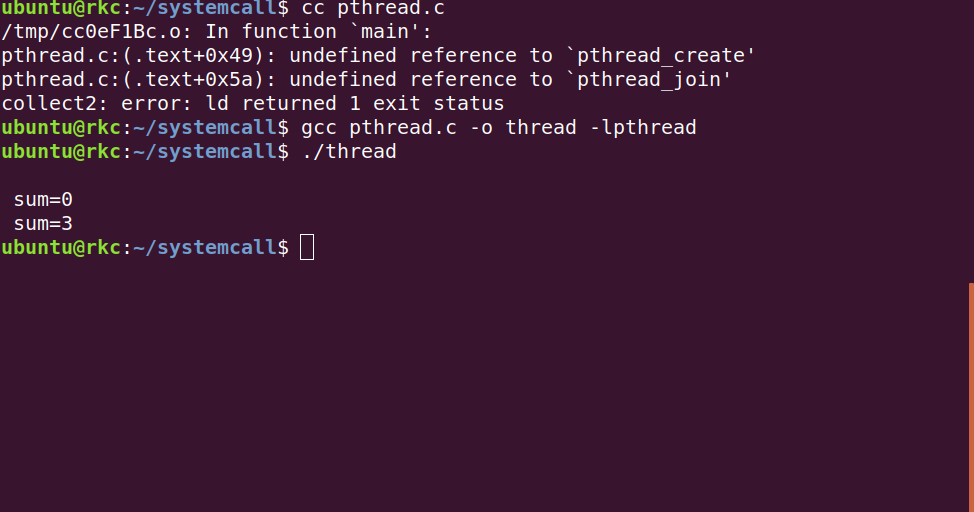 Operating System: POSIX thread (pthread) System call program - ubuntu