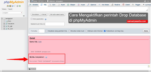 Cara Menghapus dan Mengaktifkan Perintah DROP DATABASE phpMyAdmin ...