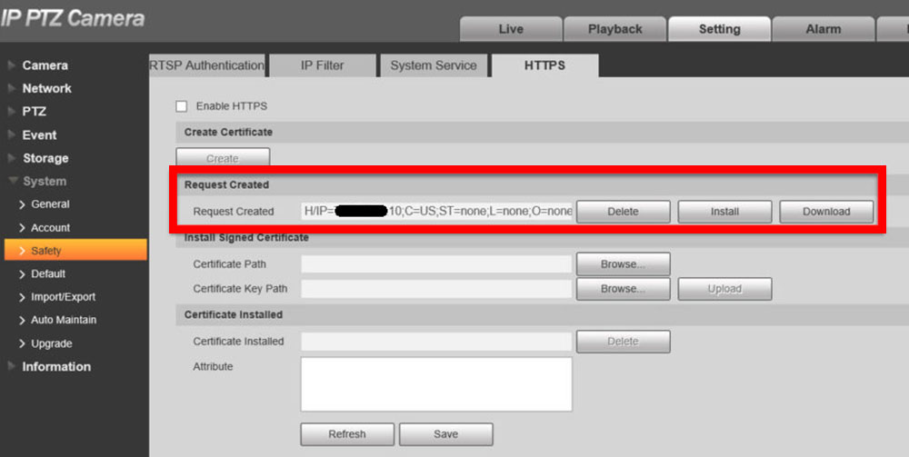 HTTPS Certificate Setup on Dahua