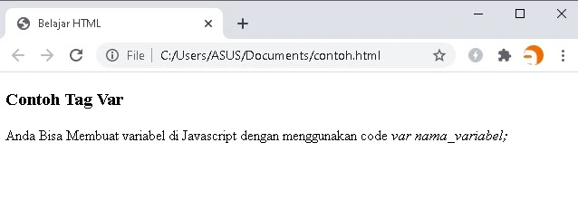 mengenal tag var di html tag var