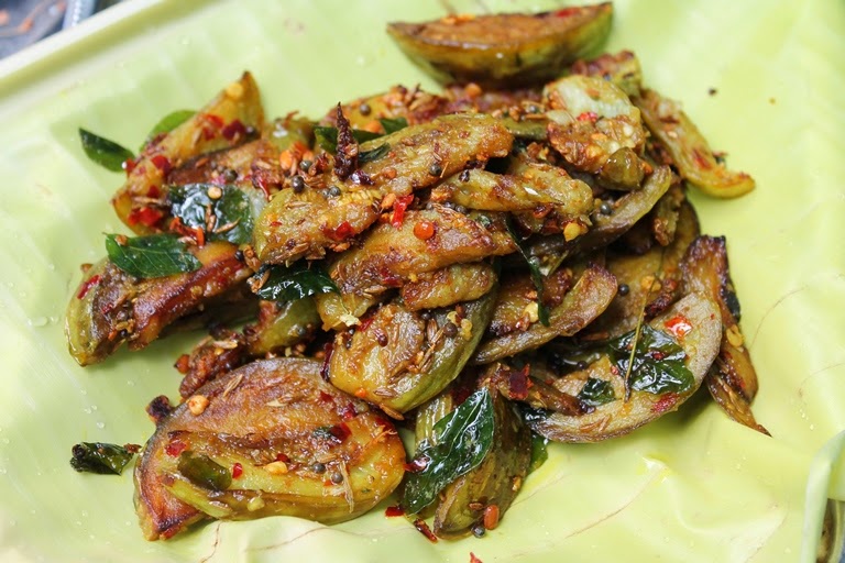 Brinjal Roast / Brinjal Fry with Garlic, Cumin & Dry Chillies Yummy Tummy