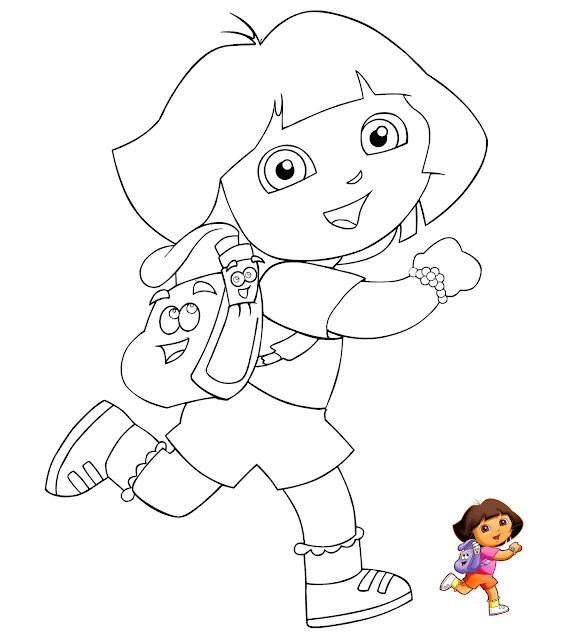 Coloring Dora Explorer Mewarnai Gambar Tokoh Kartun