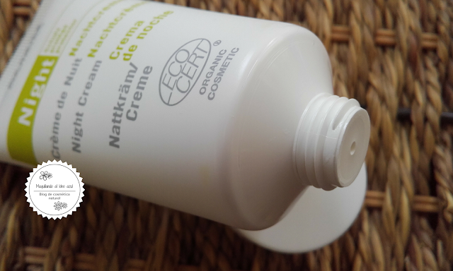 crema facial de noche de eco cosmetics, detalle del envase