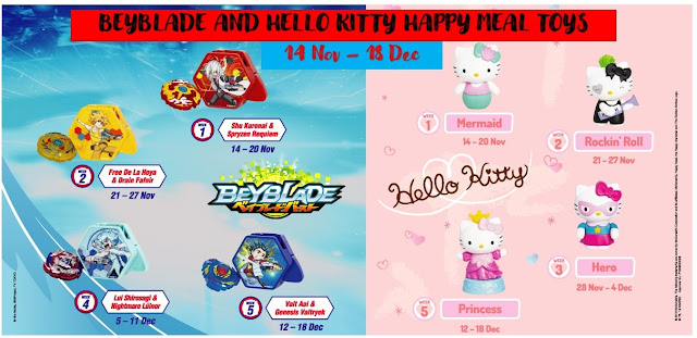 McDonald's Happy Meal Toys Nov / Dec - Hello Kitty and BeyBlade