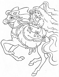 Princesa en su caballo para colorear