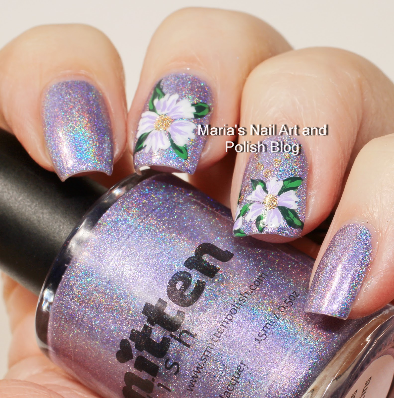 Marias Nail Art and Polish Blog: White and lavender floral nail art
