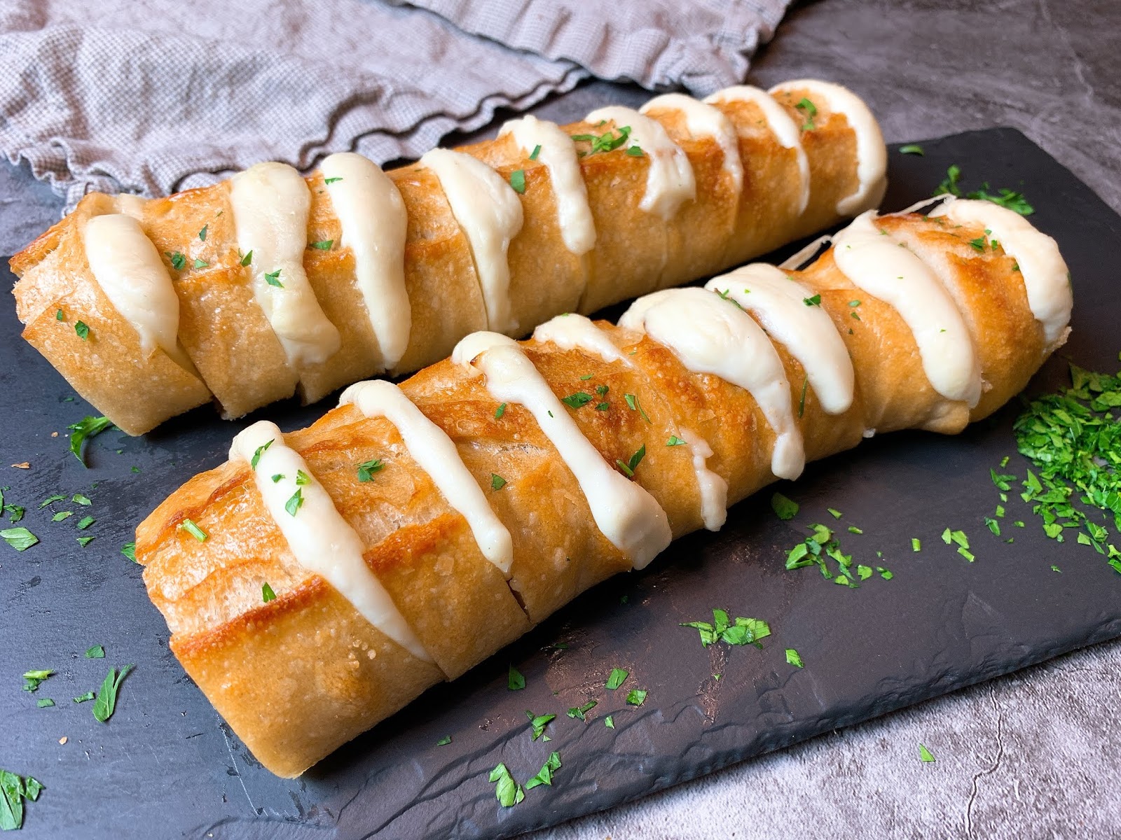 Hasselback GarlicMozzarella Bread