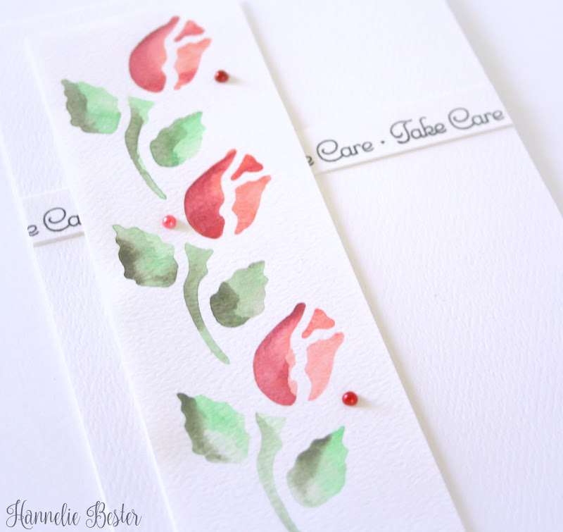 watercolored and stenciled card