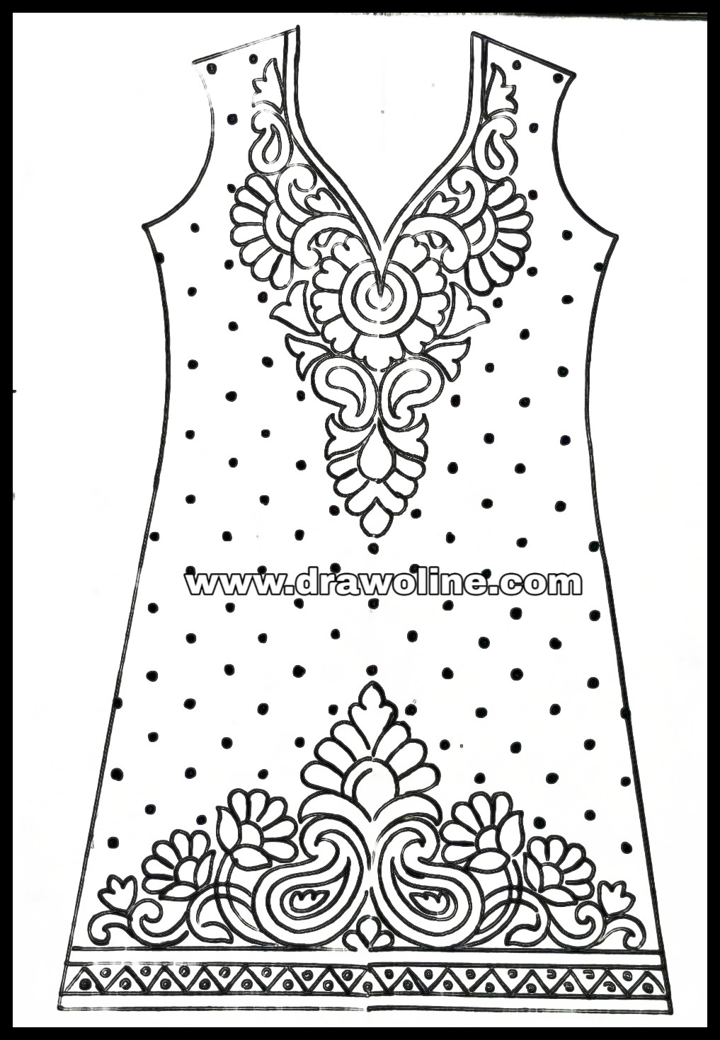 Hand embroidery dress design drawing for fashion design/how to draw