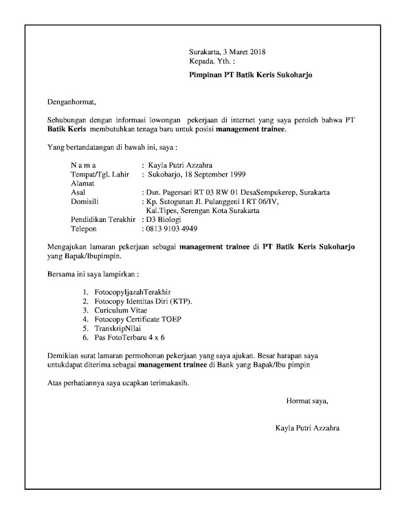 Wirosari Contoh Surat Lamaran Kerja Di Pt Pungkook Indonesia One Pt Pungkook Indonesia One Grobogan Photos