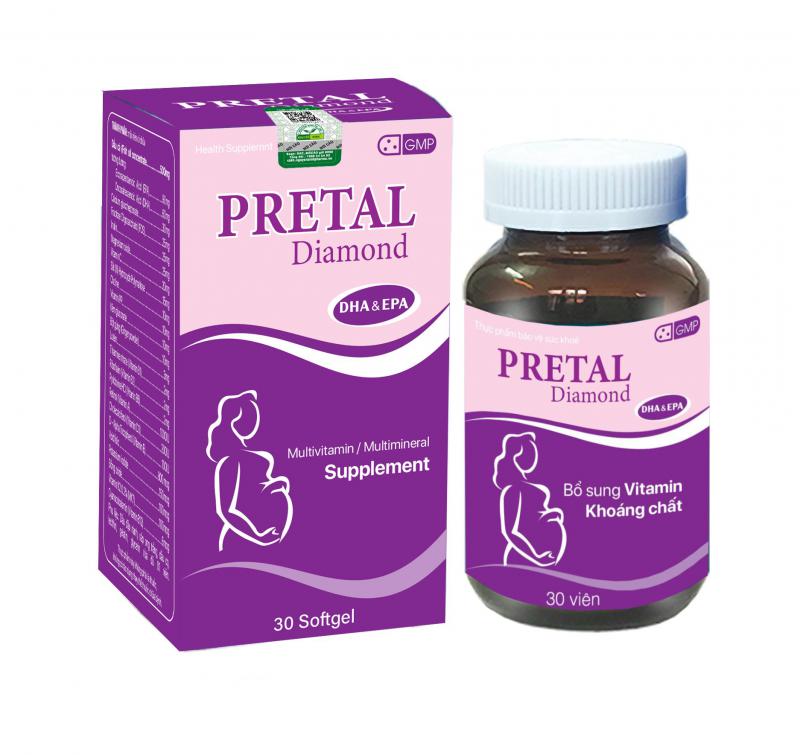 [Nguyên Sinh Group]Bổ Bà Bầu Pretal Diamond (Lọ 30 Viên Nang Mềm)