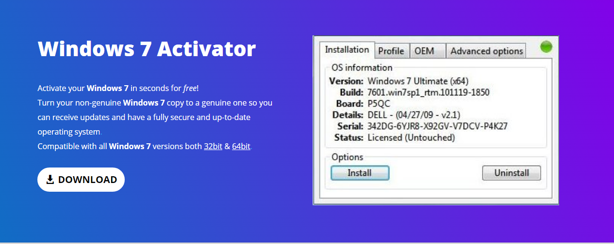 Activate Your Windows 7 In Seconds For Free