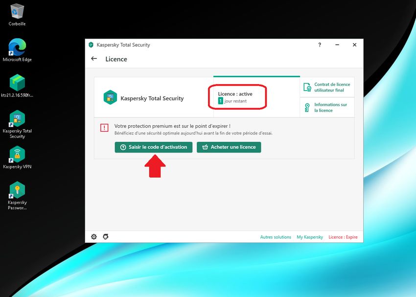 Prolonger Gratuitement l'essai de _ Kaspersky Total Security 2021