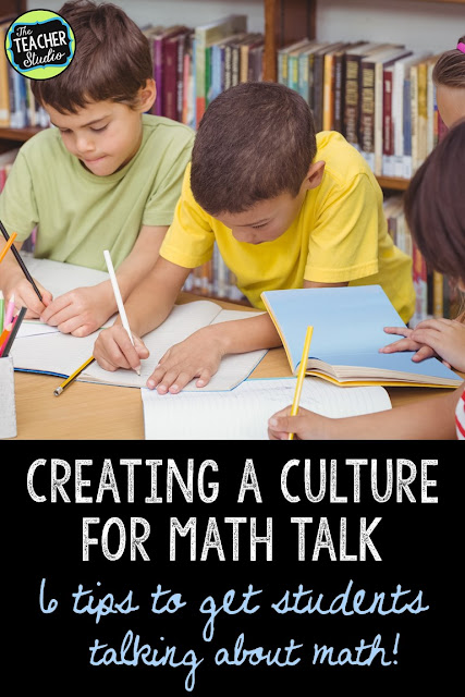 Creating a classroom culture where math talk and discourse is prevalent takes work! Check this post for tips on incorporating more math talk, growth mindset, and other culture-building pieces to help students learn and talk math! third grade math, fourth grade math, collaborative math, accountable talk, math talk, classroom culture, problem solving, back to school, math freebie, accountable talk stems, cooperative groups, math workshop