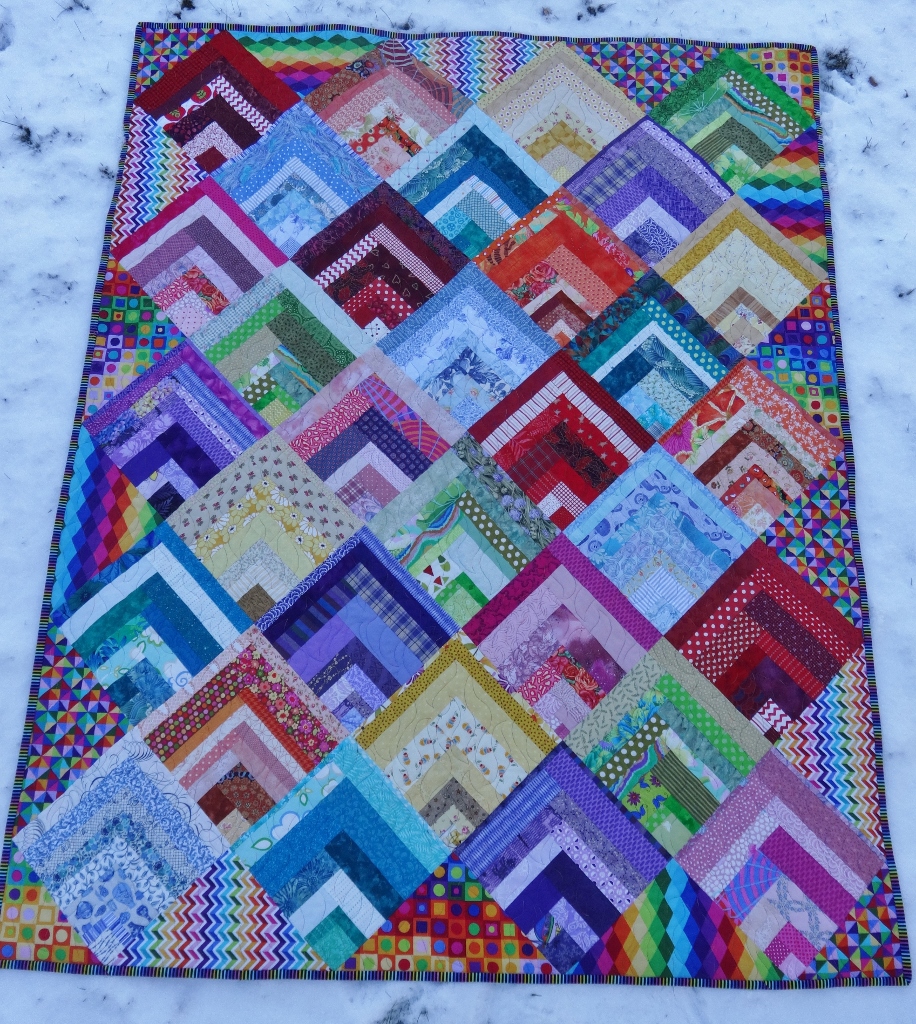 Inch by Inch Quilting A rainbow of quarter log cabins