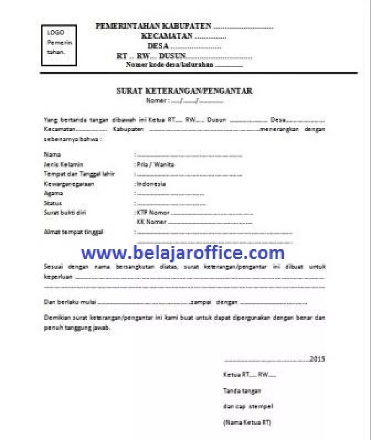 Contoh Surat Izin Tidak Masuk Kerja Dari Rt Rw Ruang Sipil