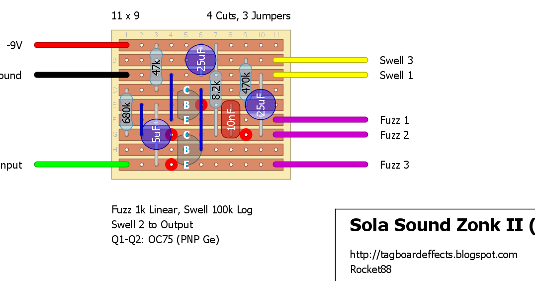 Guitar FX Layouts Sola Sound Zonk II