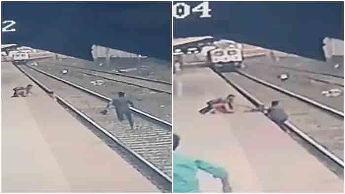 Railway Track Watch: Mumbai railway official saves child from getting run over in nick of time, Mumbai, News, Railway Track, Train, Video, Twitter, National