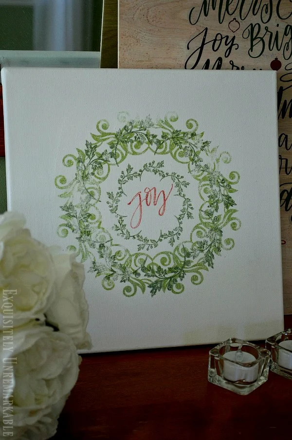 Custom Christmas Printable on Canvas DIY on display