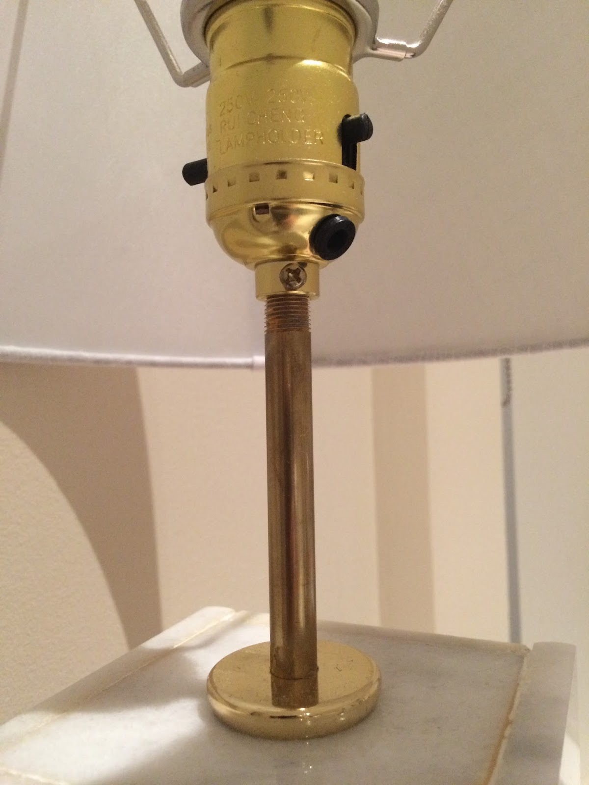 close up of the brass lamp