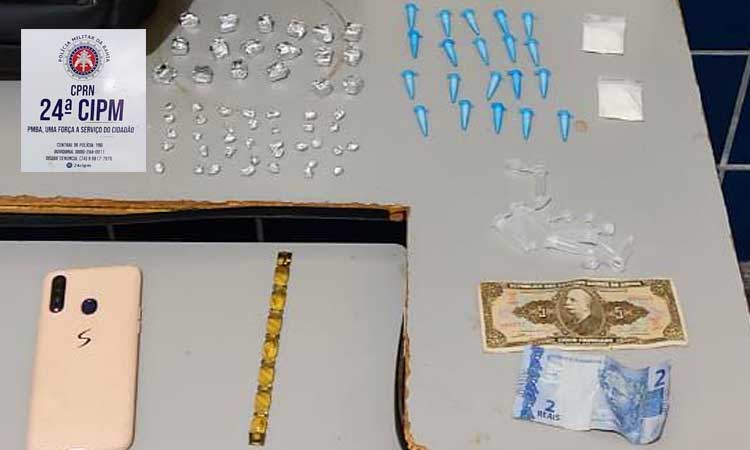 Polícia Militar prende homem por tráfico de drogas no centro de Jacobina