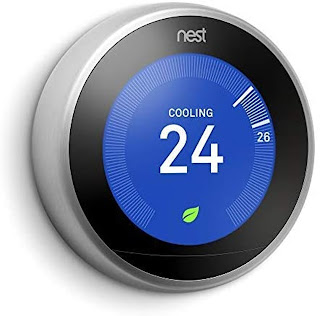 Programmable smart thermostat that learns your schedule and the temperatures you like and programs itself to help you save energy and stay comfortable Home/Away Assist automatically adjusts itself to an Eco Temperature after you leave, so you don’t heat or cool an empty home Remote control lets family members change the temperature from anywhere on a phone, laptop, or tablet[1] With Energy History, just check your phone to see how much energy you used and why, or use Quick View on the display to reach Energy History, settings, or your schedule; the Nest Leaf appears when you choose a temperature that saves energy Smart thermostat with HVAC monitoring, which looks out for your heating and cooling systems; sends an alert if something doesn’t seem right, along with helpful reminders to make maintenance easier[2] The Nest Learning Thermostat works with the Nest Temperature Sensor (sold separately) to help make sure a certain room is the exact temperature you want it to be Beautifully designed, with polished metal finishes and bright, high resolution display; Farsight shows you the temperature, weather, or time on your thermostat when you walk in the room  It’s easy to install your thermostat, typically in 30 minutes or less, with everything you need included in the box; compatible with 95% of heating and cooling systems Google Nest Learning Thermostat (Stainless Steel) with a Google Seal for Online Marketplace Please refer to the product description section below for all applicable legal disclaimers denoted by the bracketed numbers in the preceding bullet points