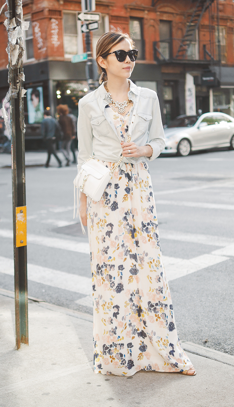 Outfit 》Lucky Brand Floral Printed Maxi Dress | 春季必備印花長洋裝