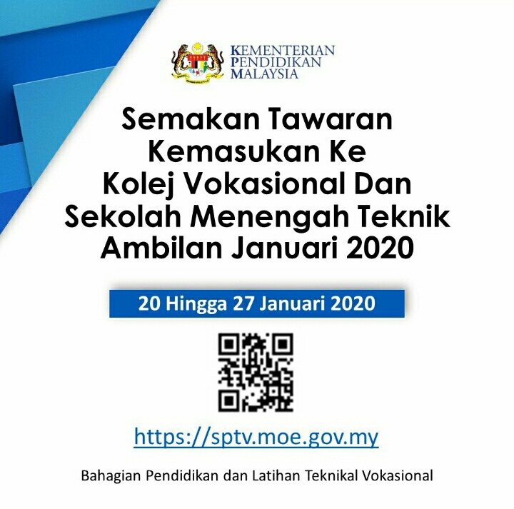Semakan Tawaran Ke Kolej Vokosional Smt Ambilan Januari 2020