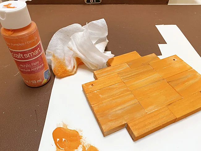 paint, wipes and pumpkin blocks