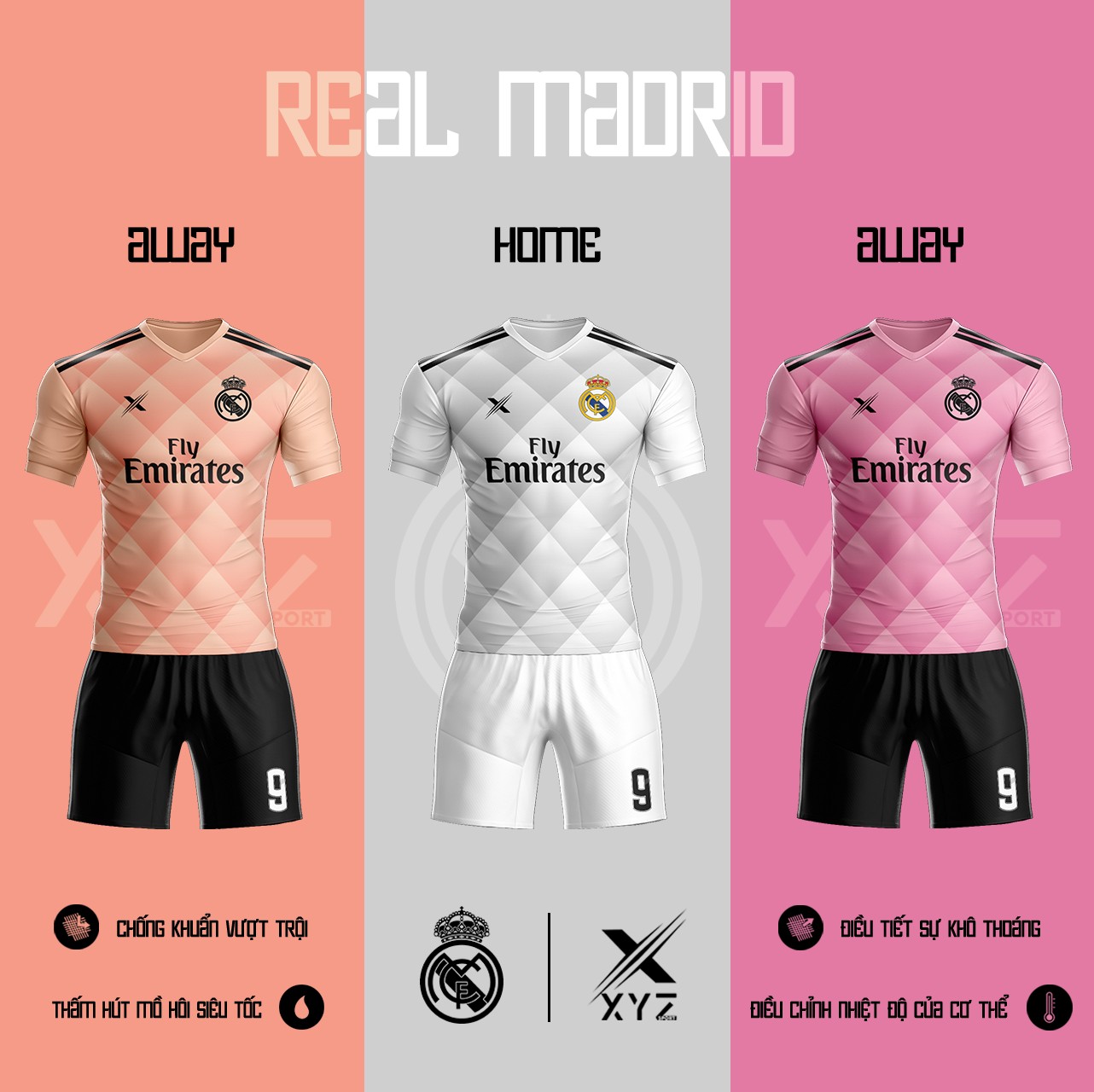 Áo Đấu Bóng Đá Real Madrid Tự Thiết Kế Đẹp Và Độc - Mã RM01