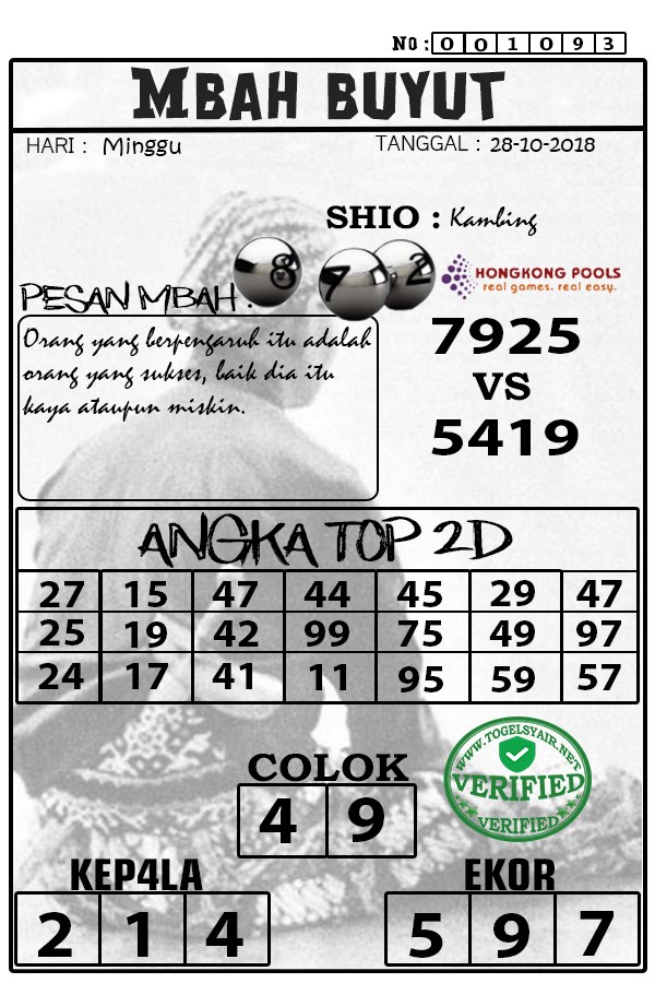 Togel Syair HK Minggu 28 Oktober 2018 GOsyair SEDIA KODE SYAIR SGP