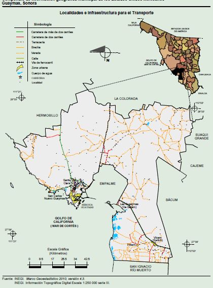 GeneaSon Genealogía e Historia Sonorense Mapa del Municipio de Guaymas