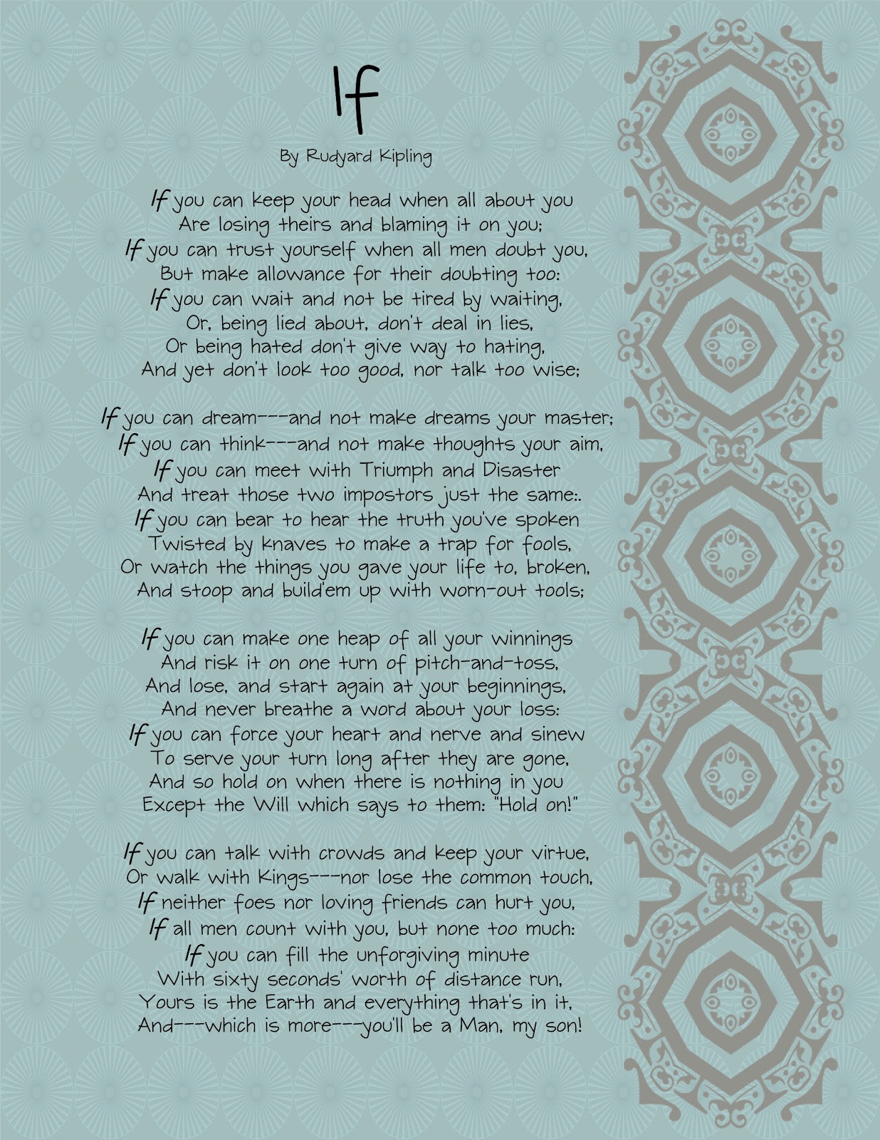 The Brown Eyes Have It If By Rudyard Kipling Printable The Brown Eyes Have It If By Rudyard Kipling Printable