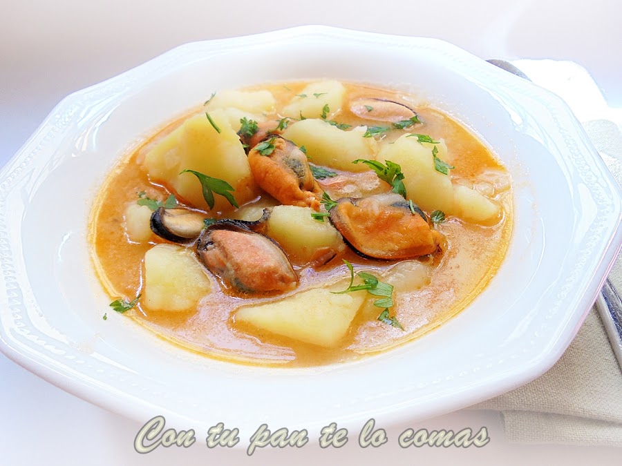 Patatas guisadas con mejillones