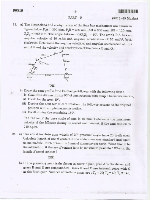 Anna University PR 8451 MECHANICS OF MACHINES November/December2019 Question Paper