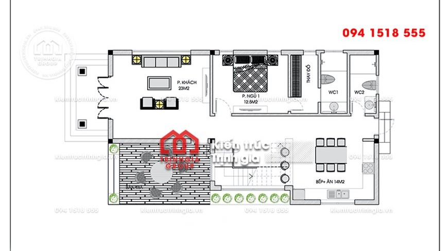 Mẫu nhà cấp 4 có gác lửng đẹp hiện đại được yêu thích nhất - Mã số BT1009 - Ảnh 1