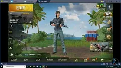 Using bluestacks emulator to play PUBG Mobile game.