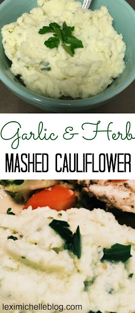 Garlic & Herb Mashed Cauliflower- with iifym macro counts, the key to making tasty mashed cauliflower is extra seasoning! (macro friendly meal, diet food)