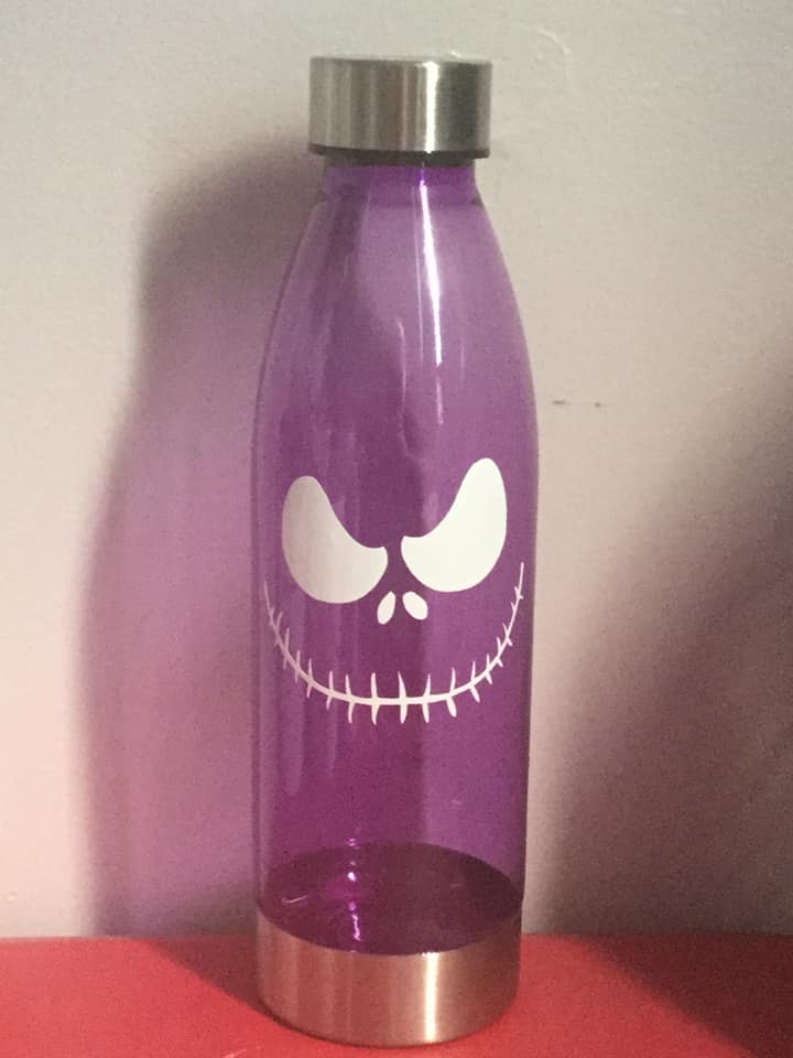 NL crafts water bottle jack skellington white