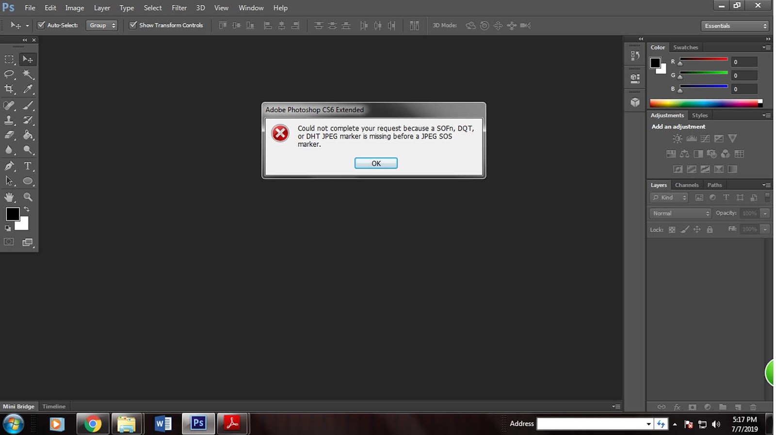 Cara mengatasi Adobe ada notifikasi Could not complete your