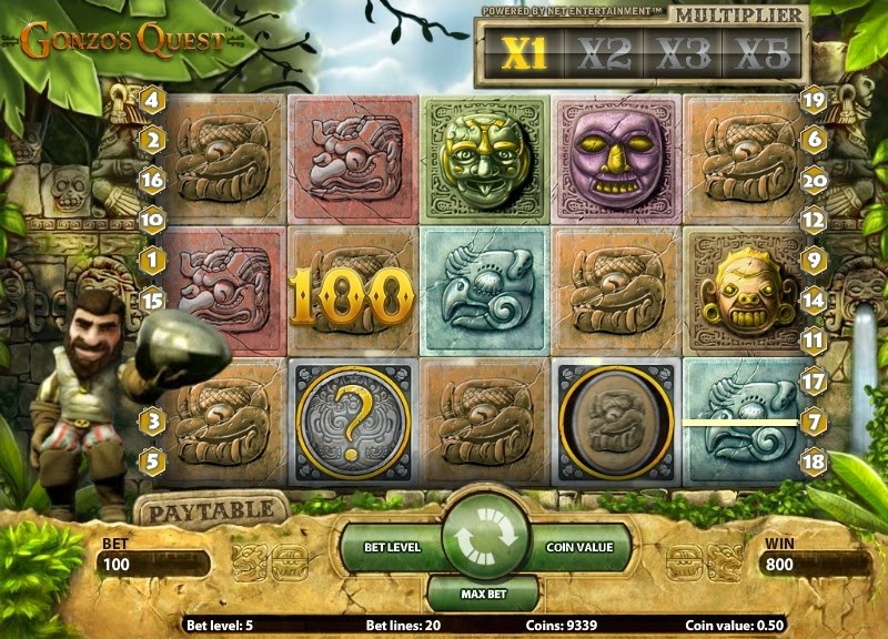 Gonzo's Quest Video Slot Screen