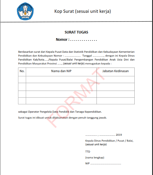 Format penugasan untuk anak usia dini dalam Format penugasan untuk anak usia dini dalam