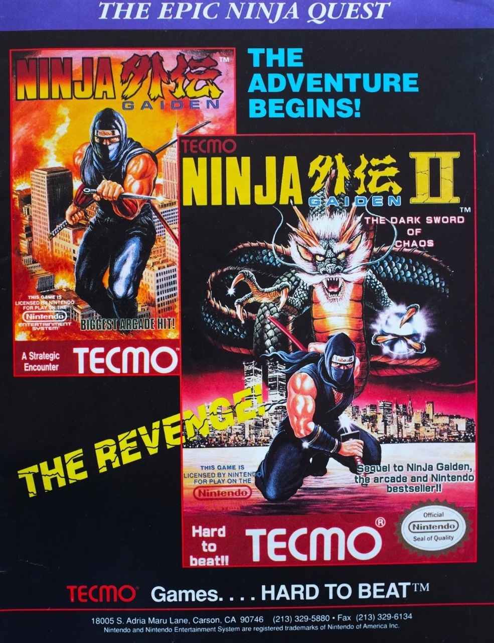 Nostallgia Brasil Ninja Gaiden II The Dark Sword of Chaos