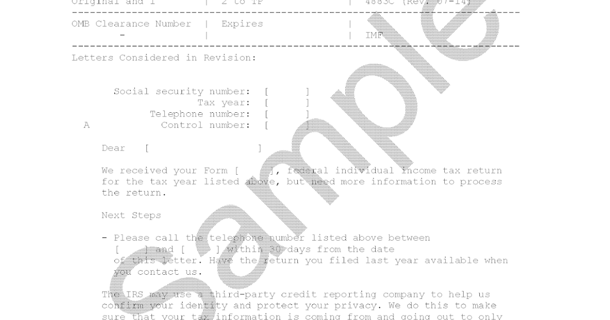 Irs Letter 4883C Thankyou Letter